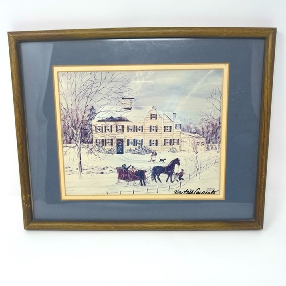 Lisa D.‎ Carpenter Winter Sledding Snow Scene Vintage Signed Numbered 1991 8/10